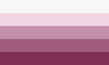 A pride flag with 5 horizontal stripes, gradating from white to dark pink.