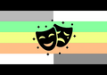 The gendermask flag with a black version of the two mask symbols.