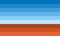 Marfluid flag by kiloueka. The top six stripes in variations of blue&nbsp;represent fluctuating masculinity, and 3 red-brown stripes at the bottom&nbsp;represent the surface of Mars.[1]