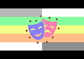 The gendermask flag with a colored version of the two mask symbols.